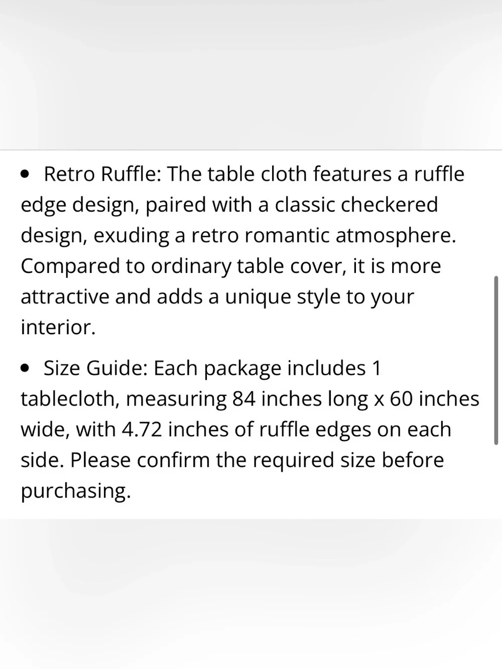 Light PINK PLAID GINGHAM Ruffle Tablecloth Rectangular 84x60”